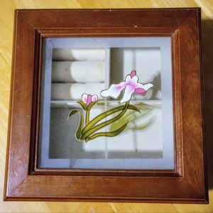 Vintage Jewelry Box Stained Glass Walnut Hinged Lid 🔥 HOST PICK 🔥